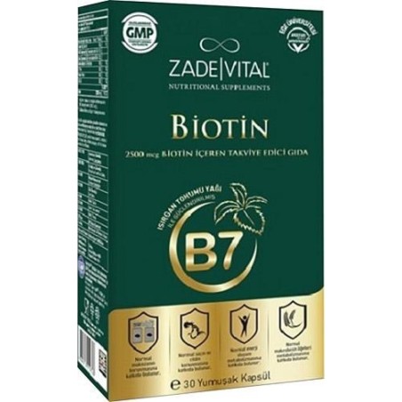 Zade Vital Biotin 2500 mcg 30 Kapsül