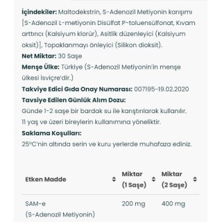 Venatura SAM-e (S-ADENOZİL METİYONİN) 30 Şase