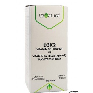Venatura D3K2 Vitamin D3 ve K2(11,25 mcg MK-7) Damla 20 ml