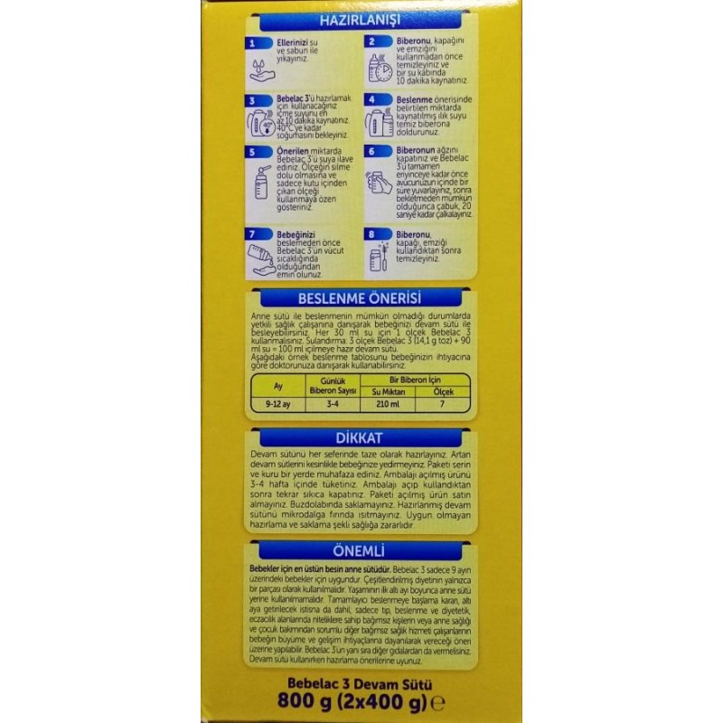 Bebelac 3 Devam Sütü 800 gr 