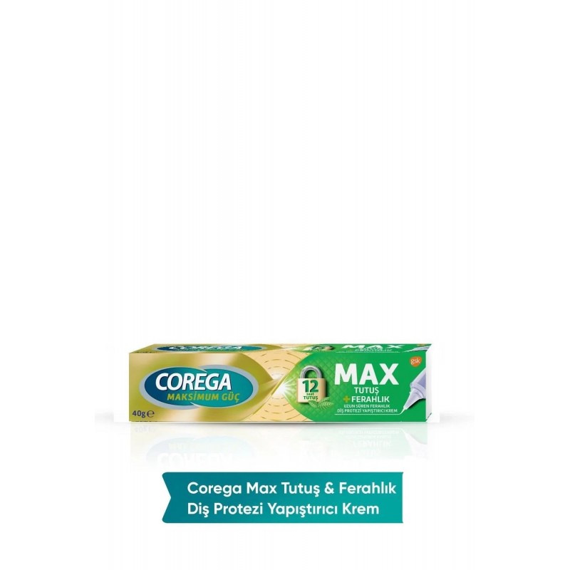 Corega Maksimum Güç Max Tutuş + Ferah Diş Protezi Yapıştırıcı Krem 40 gr