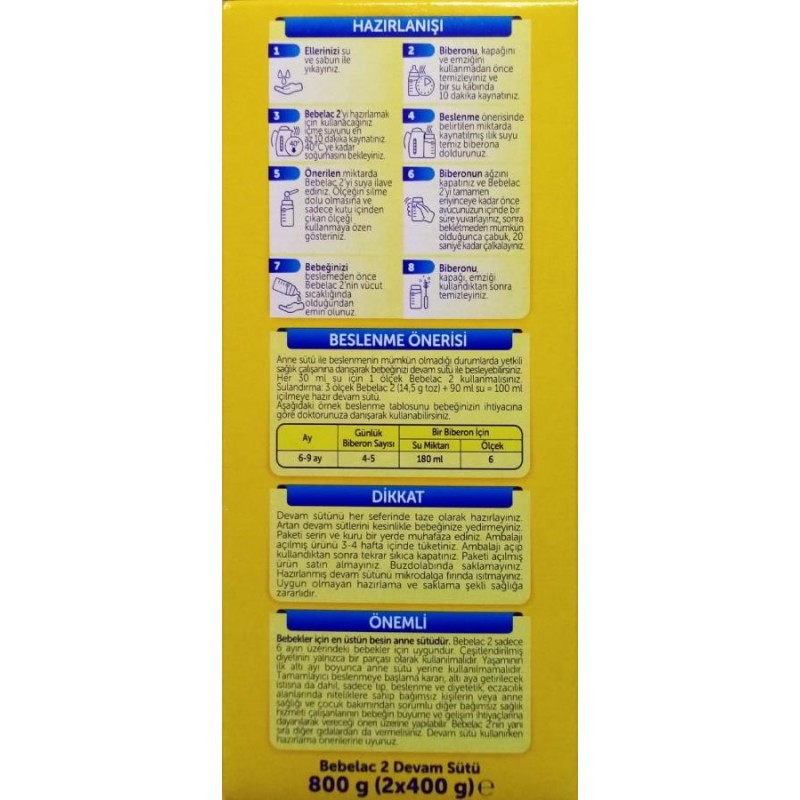Bebelac 2 Devam Sütü 800 gr