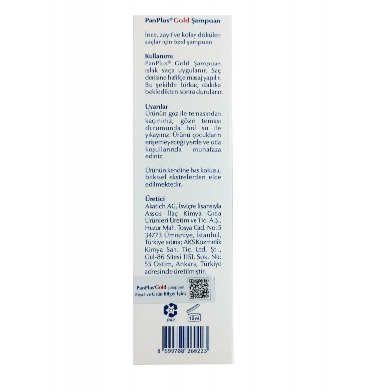 PanPlus Gold 200 ml Ince ve Dökülen Saçlar için Şampuan PanPlus Gold 200 ml Ince ve Dökülen Saçlar için Şampuan