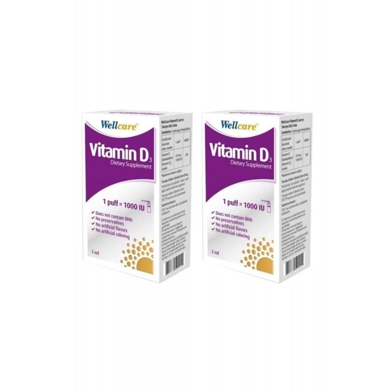 Wellcare Vitamin D3 1000 IU Sprey 5 ml 2 Adet