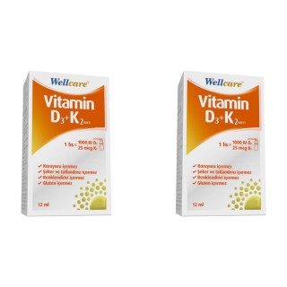 Wellcare Vitamin D3+K2 1000 IU Sprey 12 ml 2 Adet