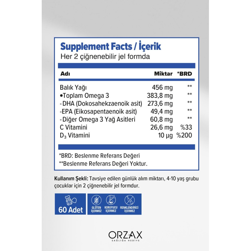 Ocean Gummies Omega 3 Kids - 60 Adet Çiğnenebilir Jel Form