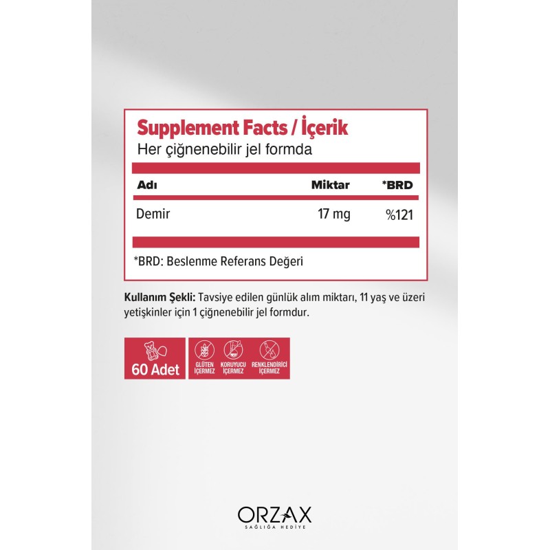 Ocean Gummies Iron Extra Demir İçeren Takviye Edici Gıda 60 Adet Çİğnenebilir Jel Form