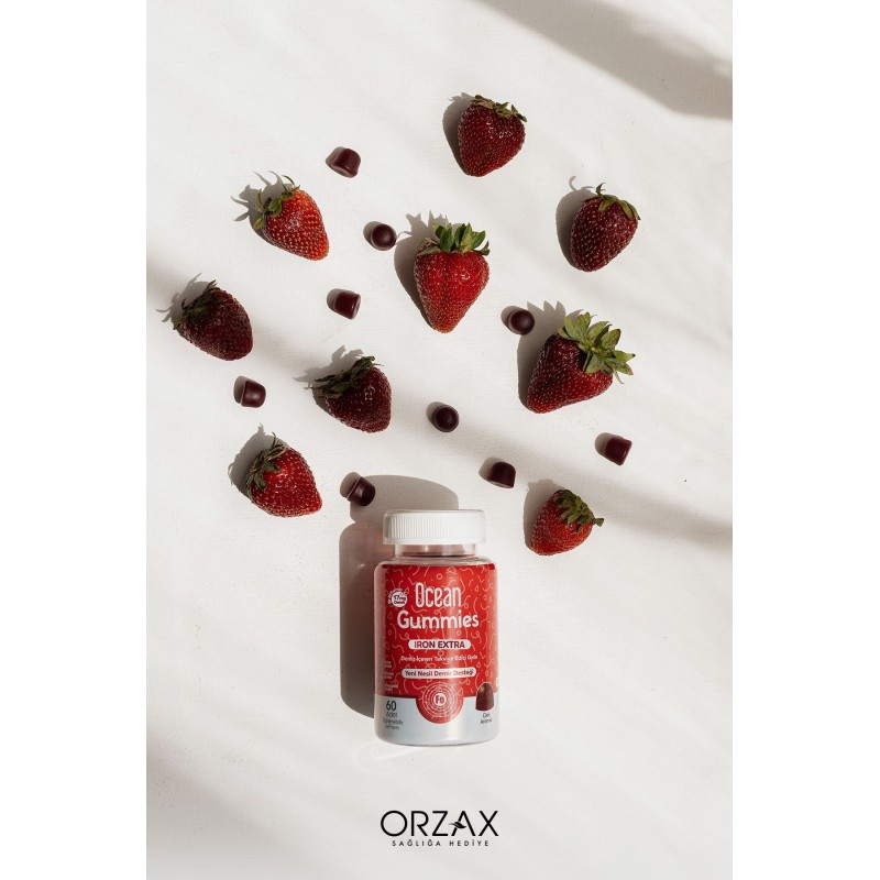 Ocean Gummies Iron Extra Demir İçeren Takviye Edici Gıda 60 Adet Çİğnenebilir Jel Form
